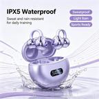 Open Ear Clip On Wireless Earbuds Bluetooth 5.4 Sports Headphones Purple