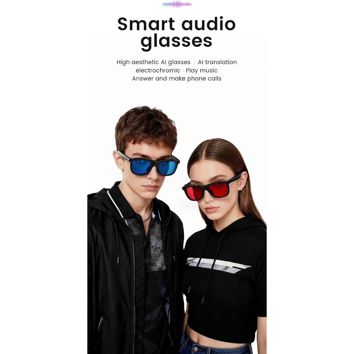 Smart Audio Bluetooth Glasses with AI Translation, Electrochromic Lens and Open-Ear Sound