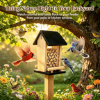 Solid Wood Crow Peanut Feeder, Hanging Outdoor Birds & Squirrels
