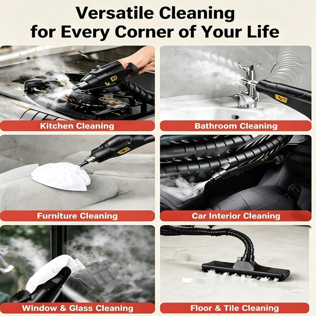 2500W Handheld High-Temperature Pressurized Steam Cleaner with 6 Adjustable Levels