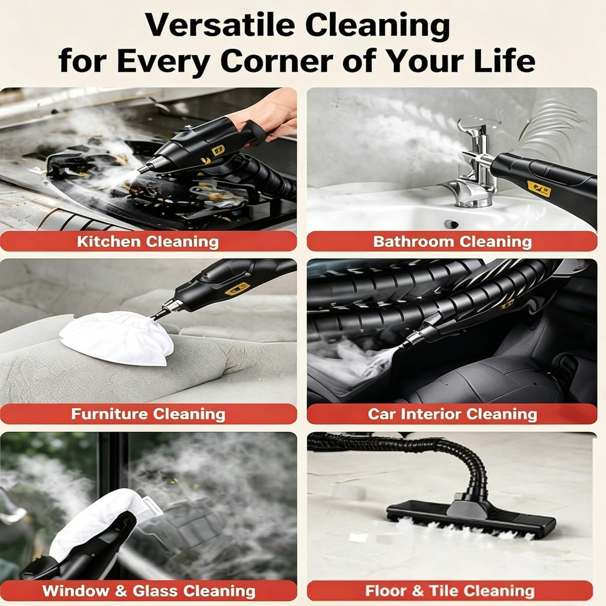 2500W Handheld High-Temperature Pressurized Steam Cleaner with 6 Adjustable Levels