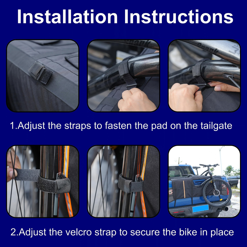 Pickup Trucks Tailgate Pad for 2 Bikes - 600D Oxford Cloth Tool Pockets