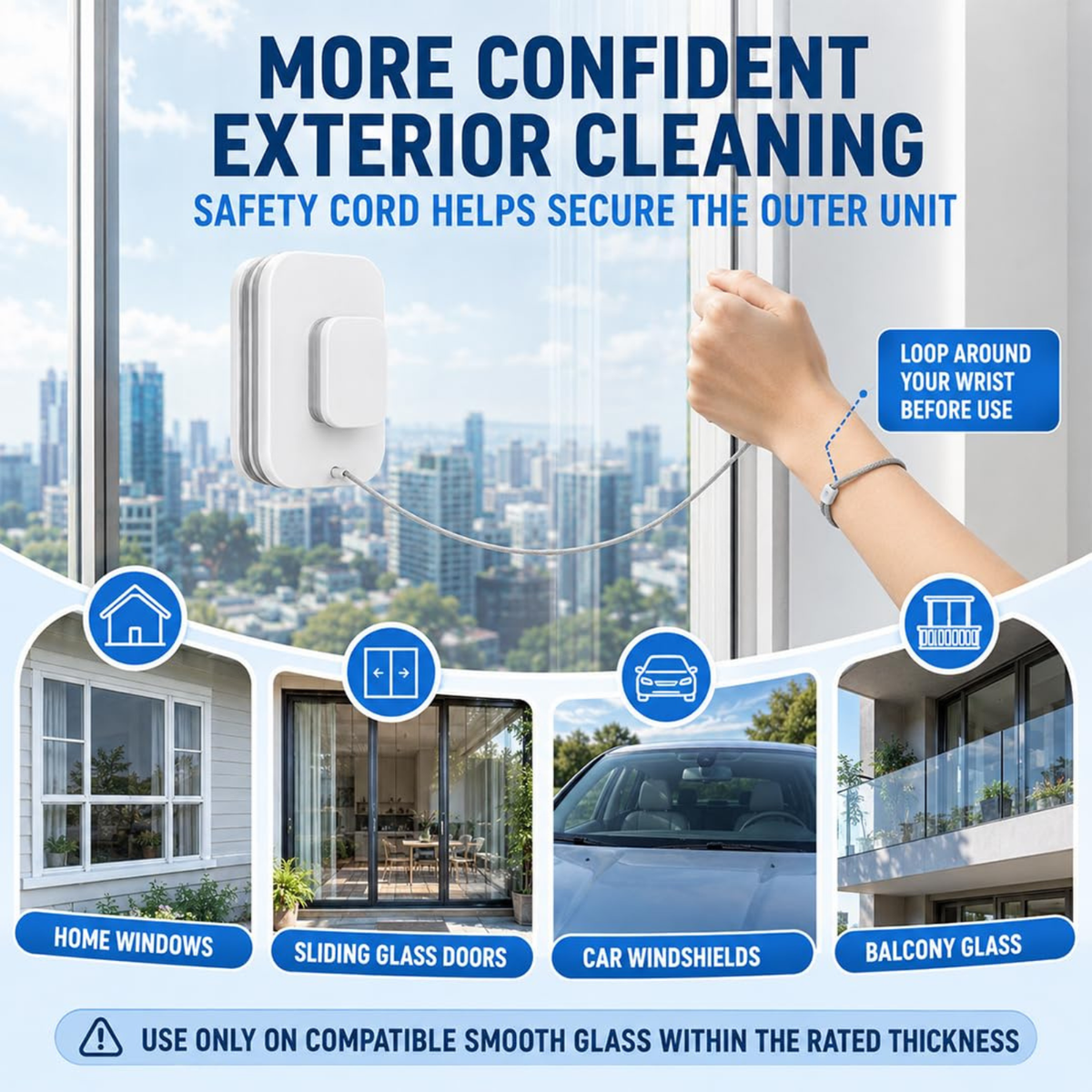 6-in-1 Magnetic Window Cleaner, Double-Sided Glass Cleaning Tool