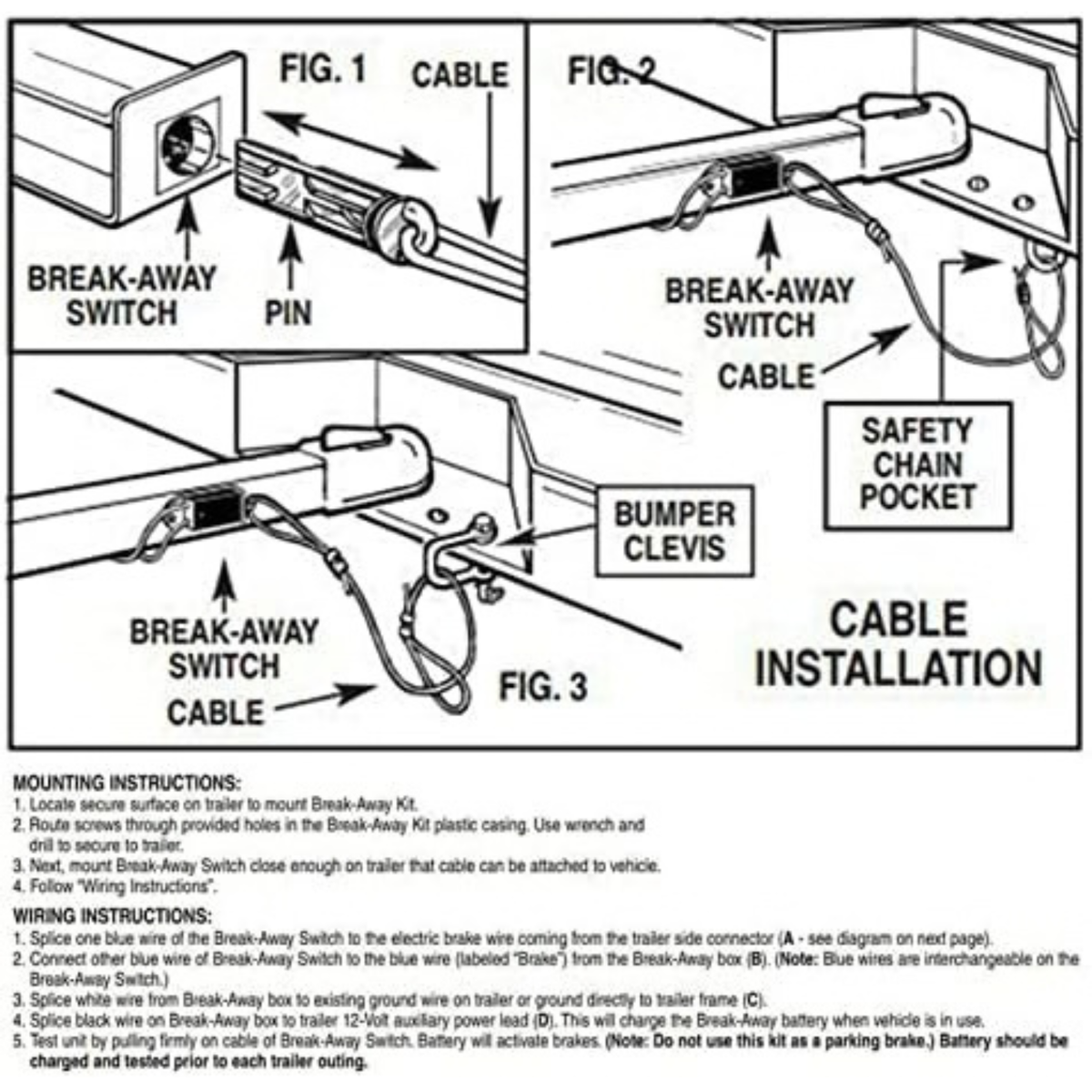Trailer Brakes Breakaway Kit, Trailer Breakaway Kit, 12V Vehicle Universal Break Away System with 7 Box Battery Charger（Battery not included）