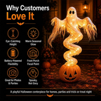 Swirling Ghost Pumpkin Yard Lamp, LED Halloween Ghost Glow Pumpkin Decor