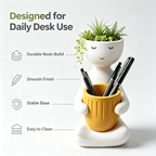 Cute Face Planter Pot, Succulent Planter and Pen Holder for Desk Decor