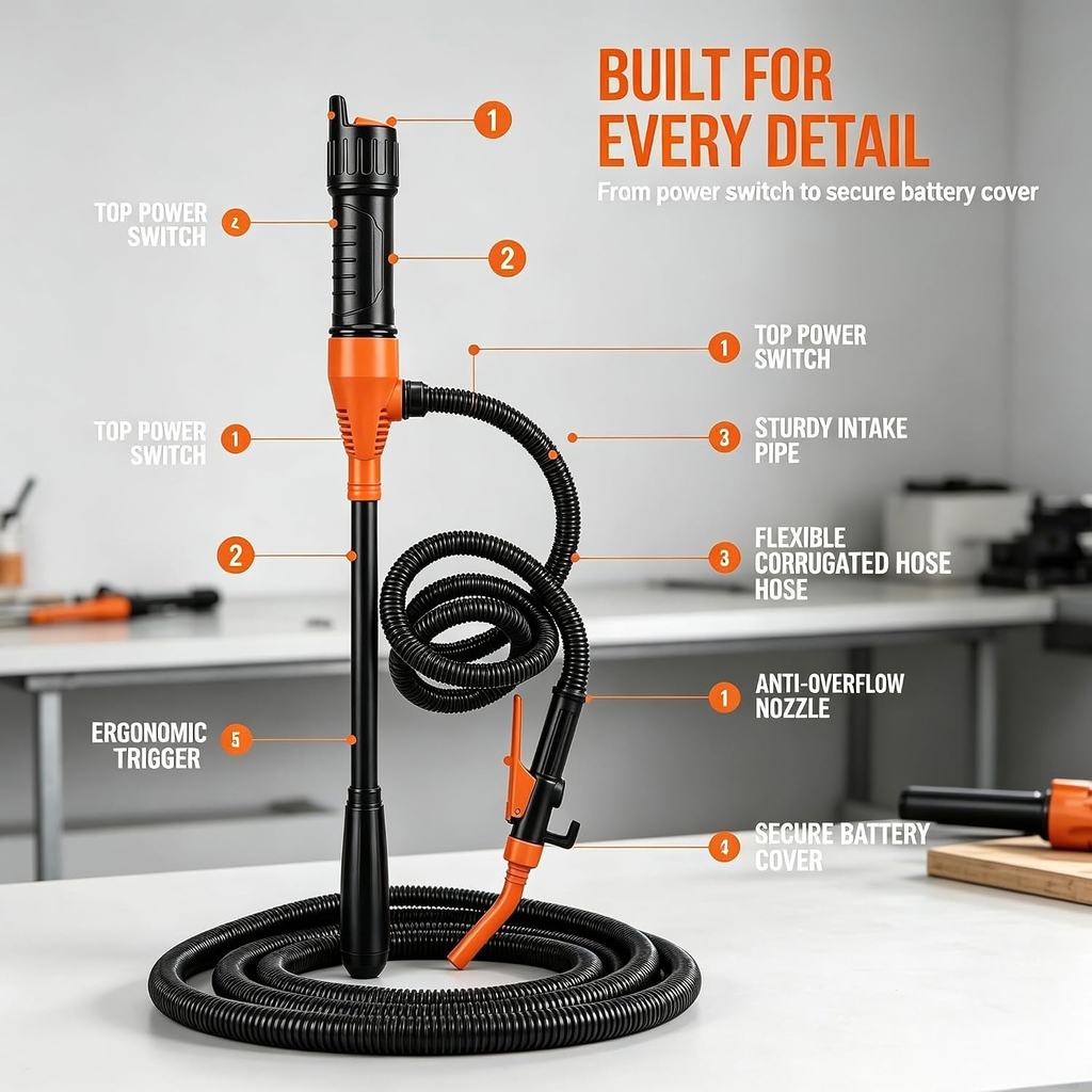 2.8 GPM Portable Battery Powered Liquid Transfer Pump with Adjustable Flow Control