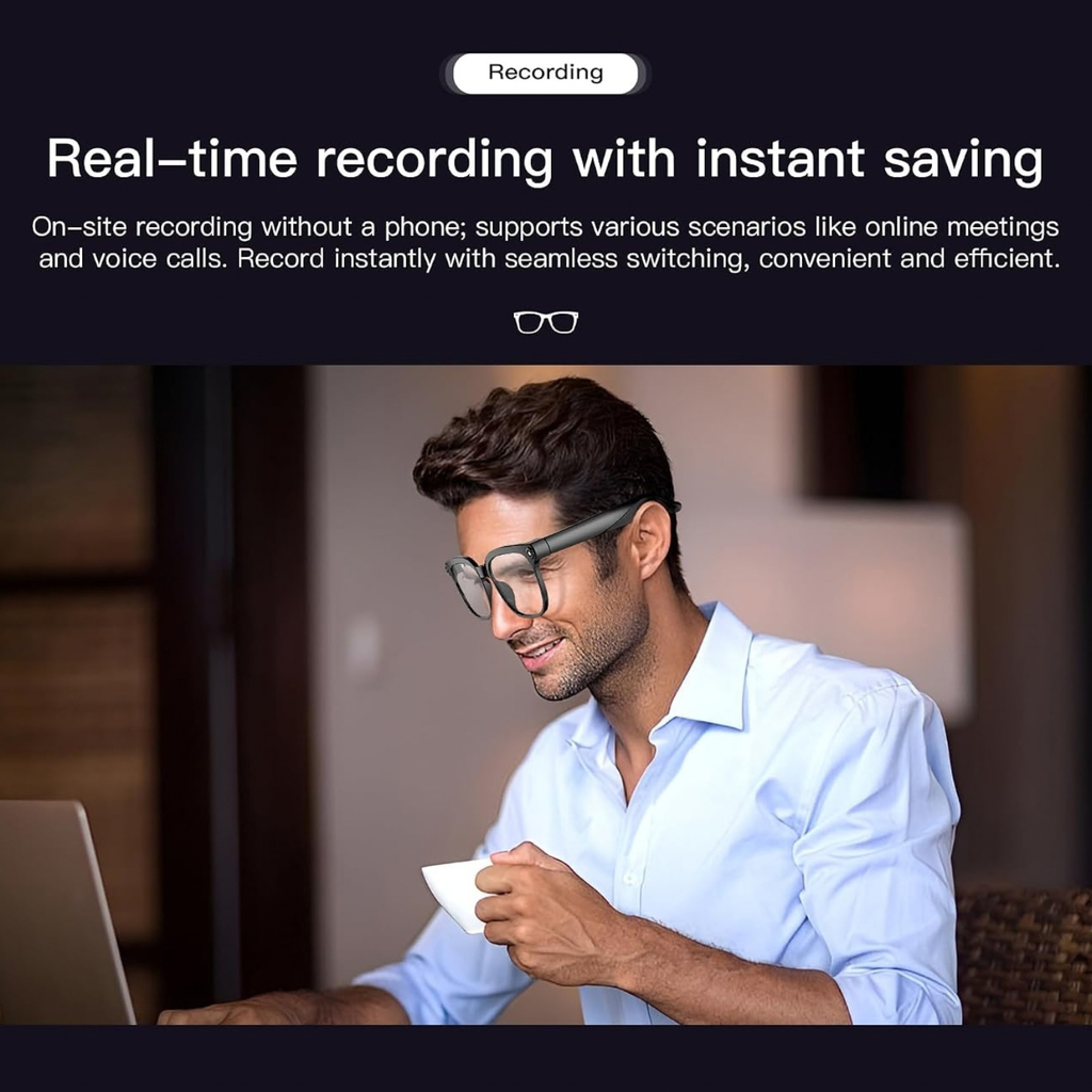 M02C AI Smart Glasses with Camera, Audio, Translation and Voice Assistant