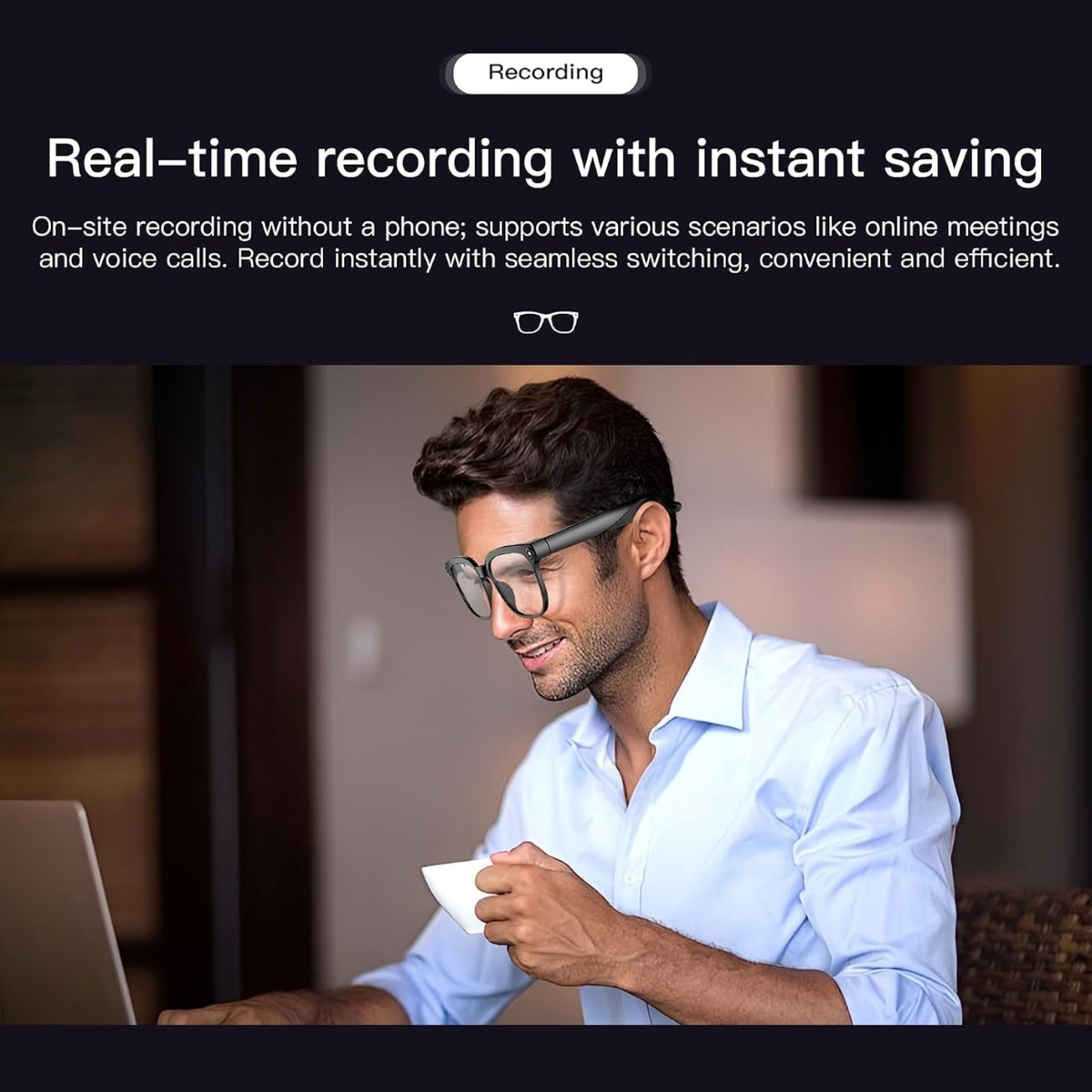 M02C AI Smart Glasses with Camera, Audio, Translation and Voice Assistant