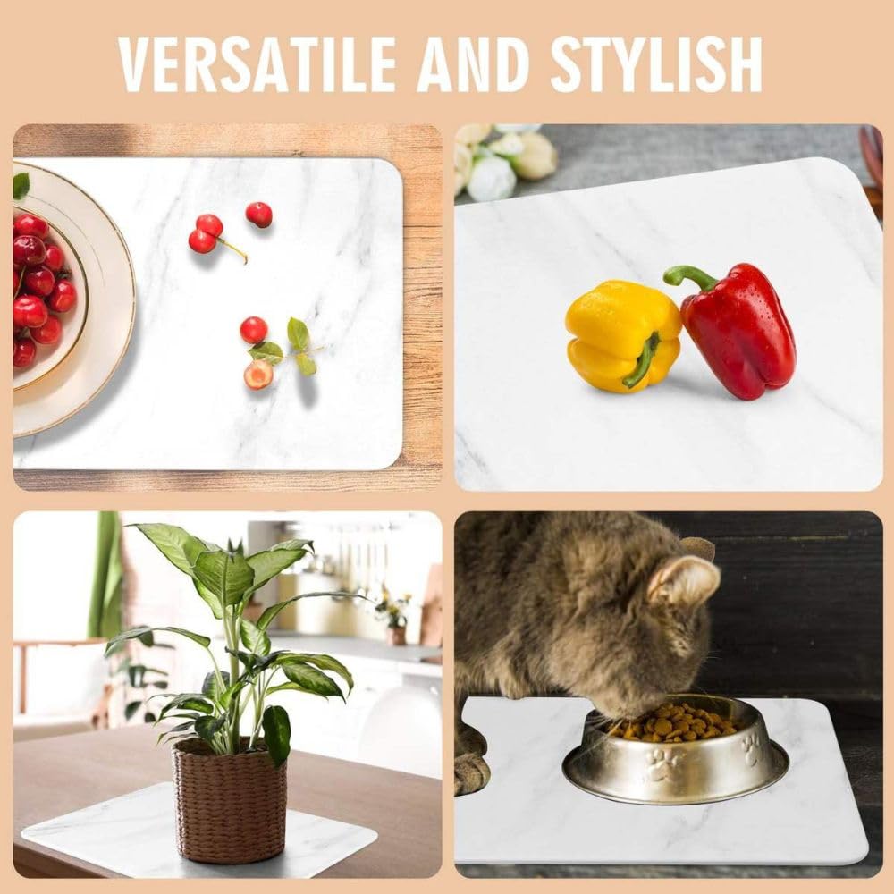2 Pack Stone Dish Drying Mats for Kitchen Counter, (16x12 inch)