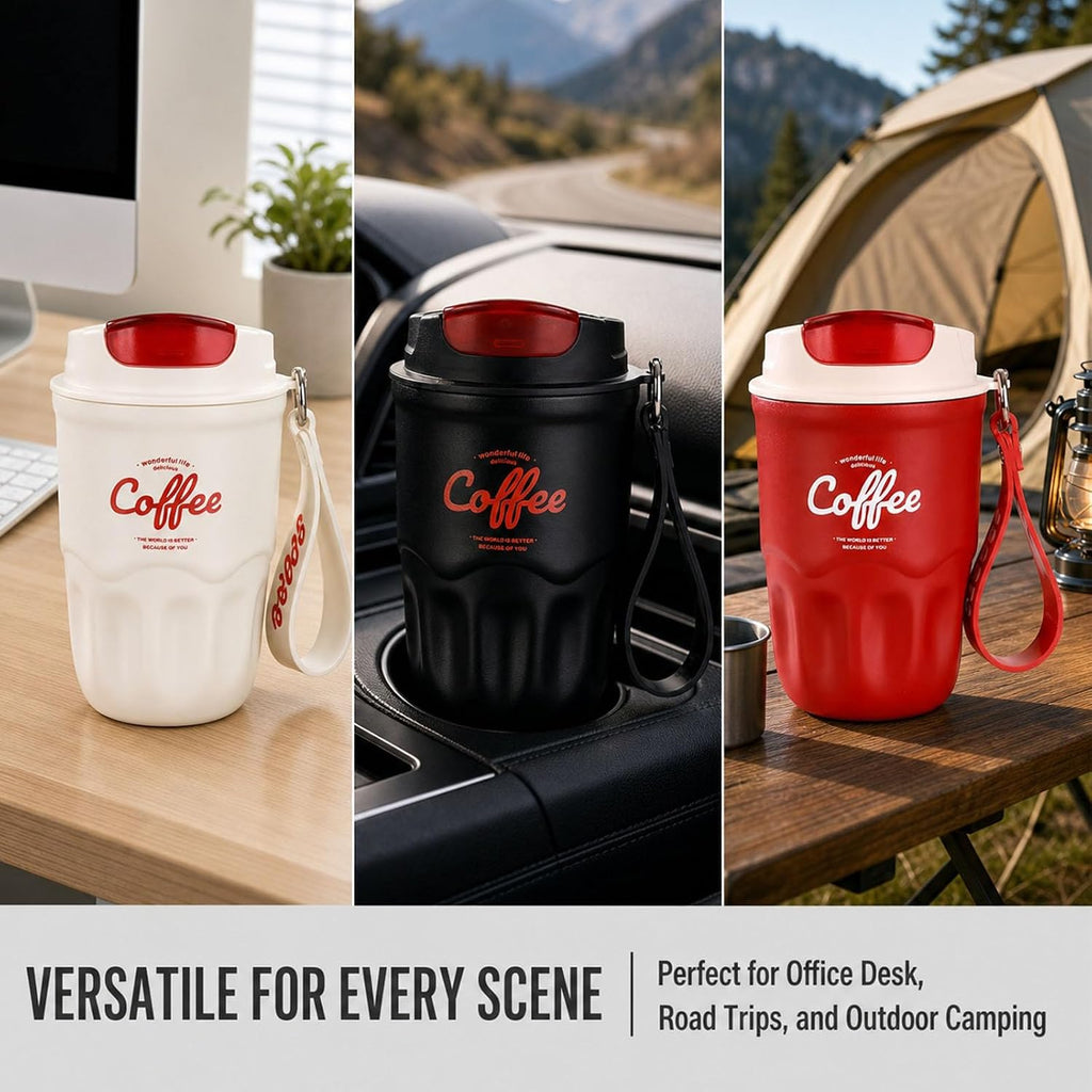12OZ Coffee Vacuum Flask, Insulated Coffee Cup with 316 Stainless Steel Liner and Smart Temperature Display, Portable Travel Mug for Home Office Travel (Black,Standard)