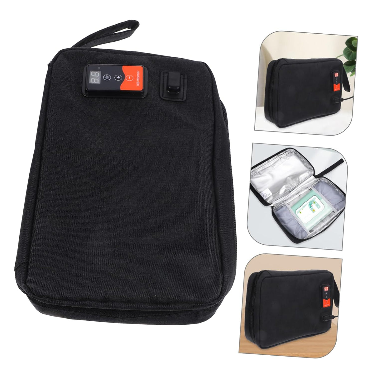 Baby Wipe Warmer USB Portable, Constant Temp Diaper Tissue Heater Neoprene Bag Design, Holds 20-80 Wipes, Energy Saving, for Indoor Outdoor Use