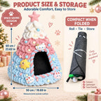 Christmas Tree Cat Bed Cave with Felt and Gauze，Pink