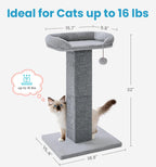 Made4Pets 32" Carpet Cat Scratching Post with Bed, Grey