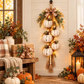 Fall Pumpkin Door Hanger with Lights, Thanksgiving Harvest Door Decor