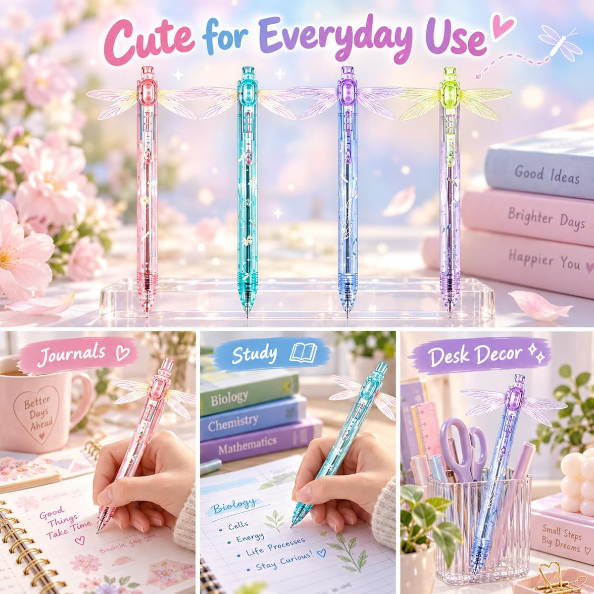 Dragonfly Pen, Dragonfly Writing Pen with 0.5mm Tip, 5.7-Inch Plastic Body