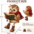 Reading Owl Figurine with Book, Owl Statue for Bookshelf Decor, 15x10x18 cm Reading owl figurine with book for bookshelf, desk, reading nook, shelf, and home decor; 15 x 10 x 18 cm, 240 g.