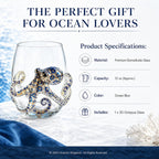 Blue Ringed Octopus Glassware, 3D Octopus Stemless Wine Glass, Marine Animal Drinkware For Coastal Home Bar Decor (1)