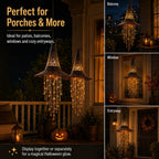 Lighted Witch Hat Hanging Chime, Halloween Hanging Witch Hats with Lights