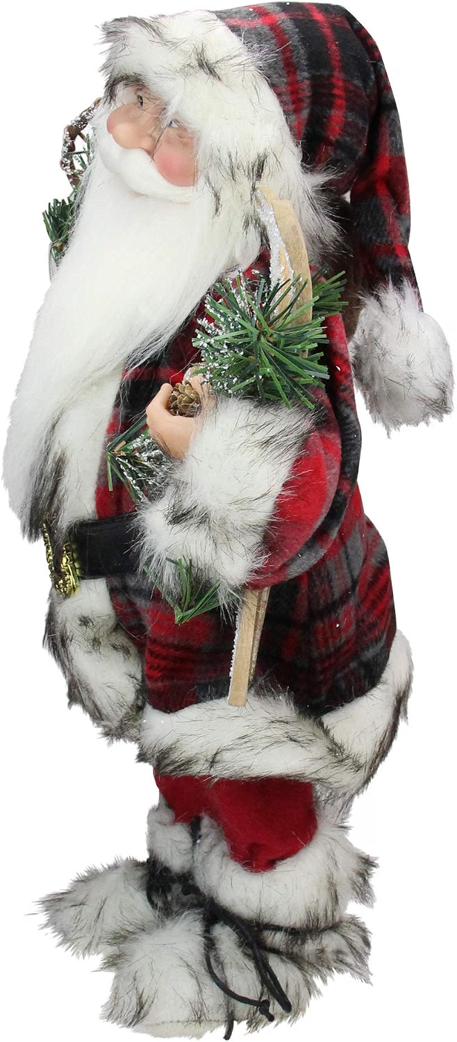 16" Alpine Chic Standing Santa Claus with Snowshoes and Skis Christmas Figure