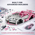 1:14 Pink Race Car Building Blocks, 1,144-Piece Supercar Model Kit