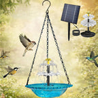 Solar Cascade Hanging Bird Bath Fountain, 9.25" W Solar Powered Outdoor Decor
