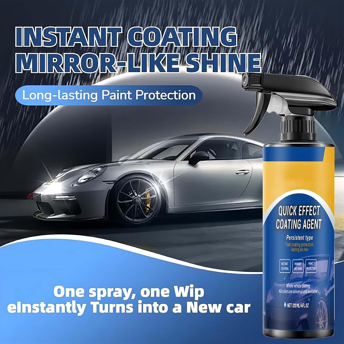 Car Coating Spray Quick Shine Protection For Auto Surfaces (3 Pcs) Creates A Glossy Finish While Refreshing Vehicle Surfaces Without Traditional Washing Steps.