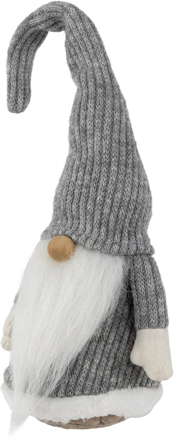 14" Gray and White Standing Christmas Gnome Tabletop Decor