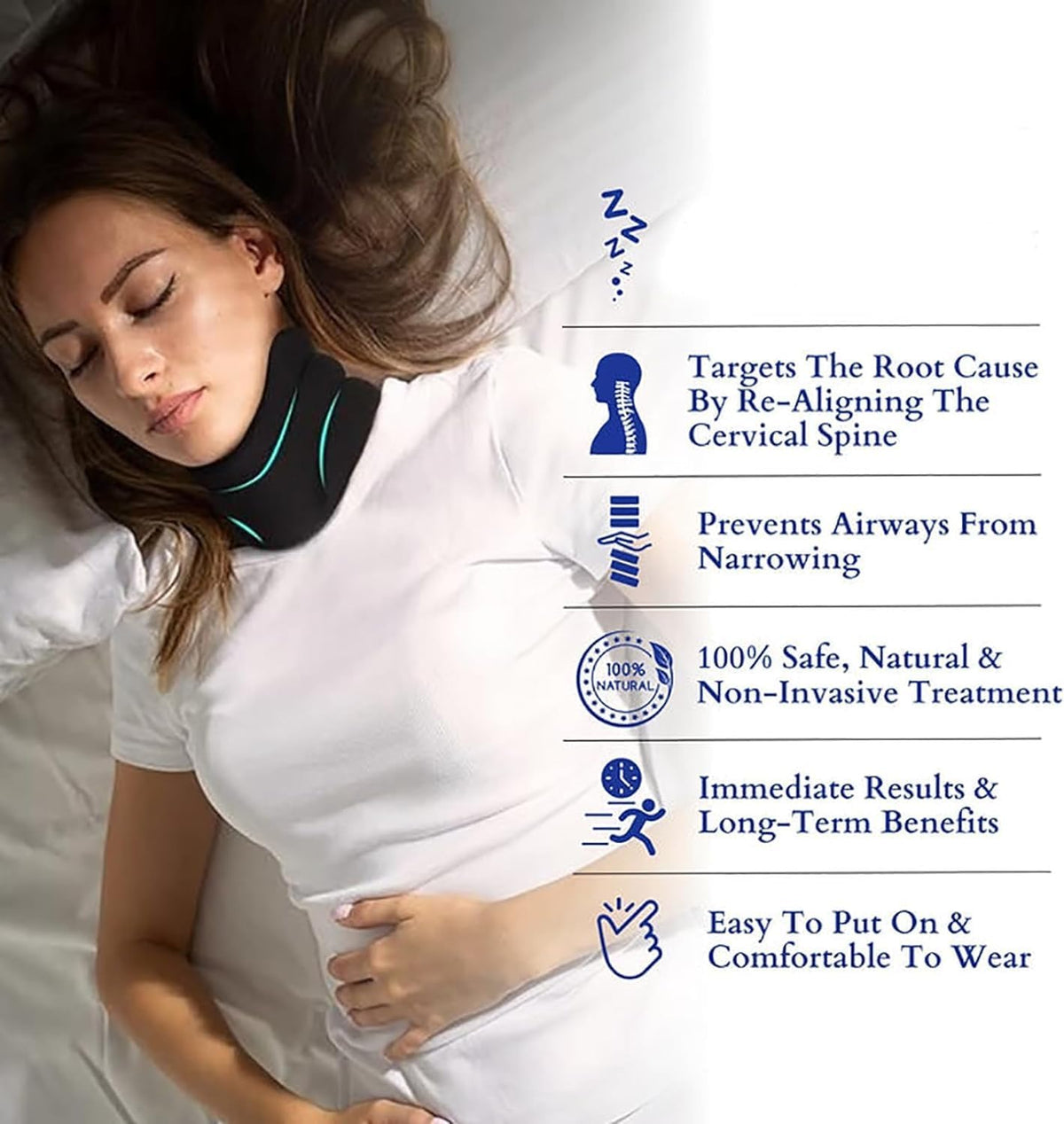 Cervicorrect Neck Brace, Soft Foam Cervical Support for Neck Pain & Snoring, Black RT67