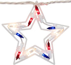 Patriotic Stars Patio Light Set - 5.25ft - White Wire - 5ct