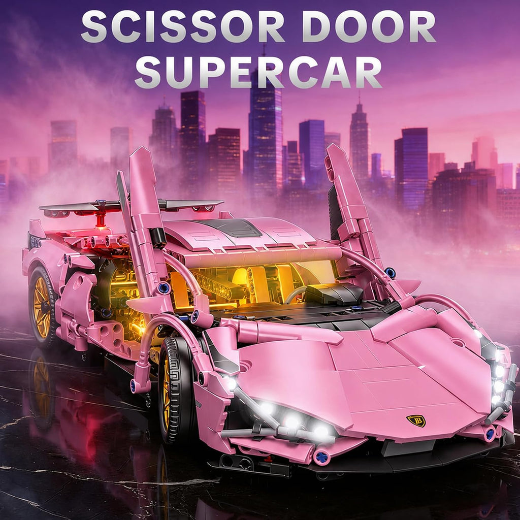 1:14 RC LED Racing Car Building Set, Model Kit for Adults & Boys