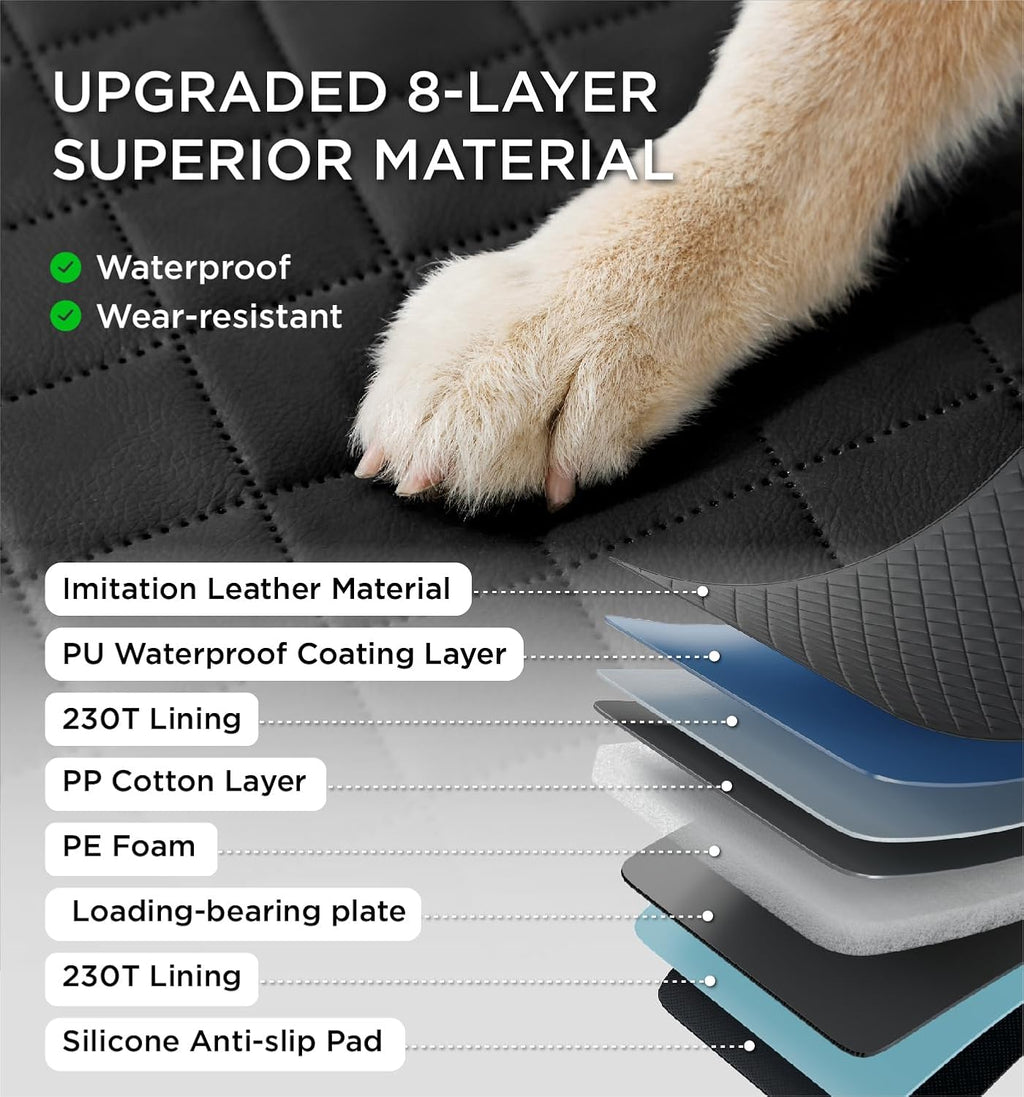 Made4Pets Dog Car Seat Cover, Waterproof Non-Slip Back Seat Hammock with Hard Bottom