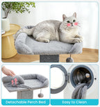 Made4Pets 32" Carpet Cat Scratching Post with Bed, Grey