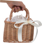 Rattan Flower Basket Container for Home Decoration and Gifts White Simulation Style, Rattan and Cotton Cloth, Portable Storage for Flowers, Proposal or Home Use