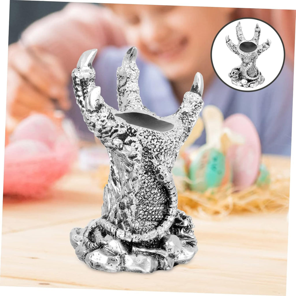 Dragon Claw Sphere Holder Resin Display Base for Crystal Ball Silver Finish, Flat No Burrs Design, Light Weight Build, Bedroom Table Accent