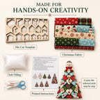 DIY Quilted Christmas and Halloween Tree Kit with Die-Cut Template (Type E) Die-Cut Template, Fabric, Filling and Printed