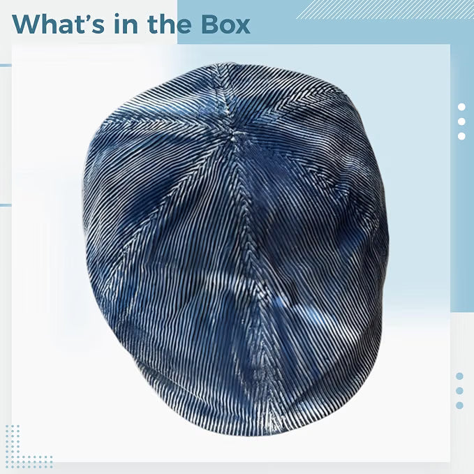Women’s Blue Corduroy Newsboy Cap, Vintage Beret Hat with Visor