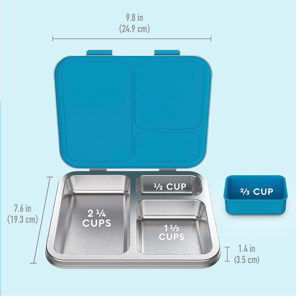 Kids Stainless Steel Prints Lunch Box Set With Reusable Stainless Steel Utensils (Dinosaur)