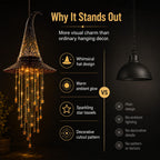 Lighted Witch Hat Hanging Chime, Halloween Hanging Witch Hats with Lights