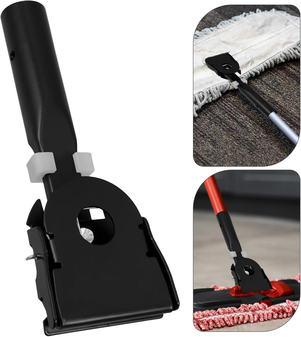 2pcs Metal Dust Mop Head Clamp for Flat Mop Base Plates Black Metal Frame, User Friendly Installation, Flexible Maneuvering around Furniture, for Laminate Kitchen Floors Offices