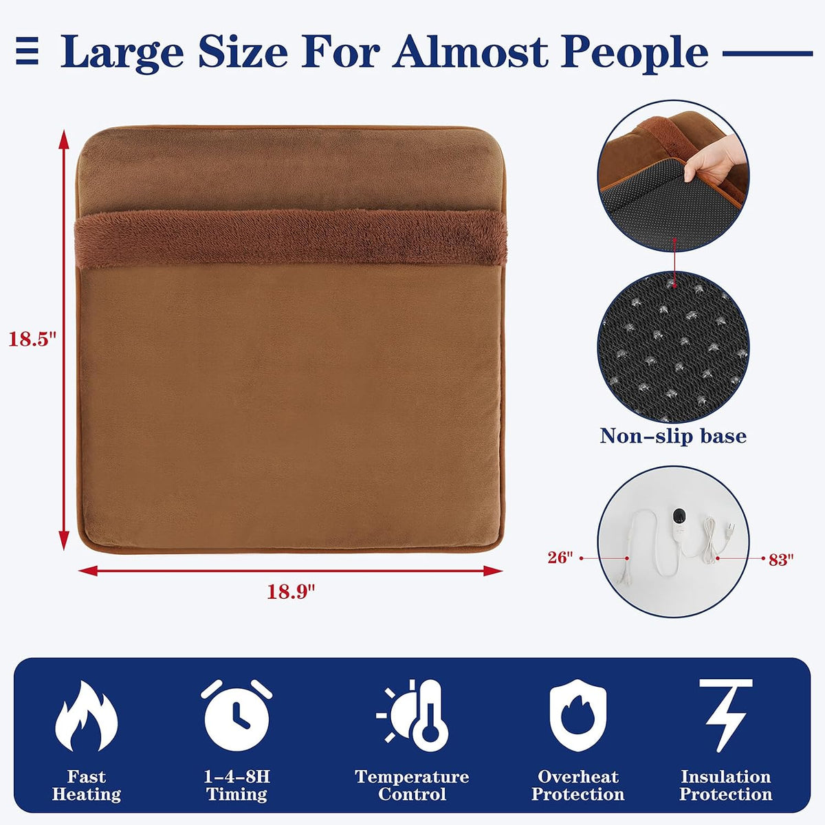 Double-Sided Electric Foot Warmer, LCD Display Foot Heating Pad
