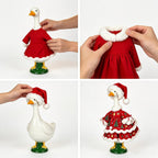 Christmas Porch Goose Outfit Green Fuzzy Costume Holiday Decor (#C) Festive Outdoor Style: Dress Your Porch Goose With A Green Costume For Christmas Displays And Seasonal Yard Decor