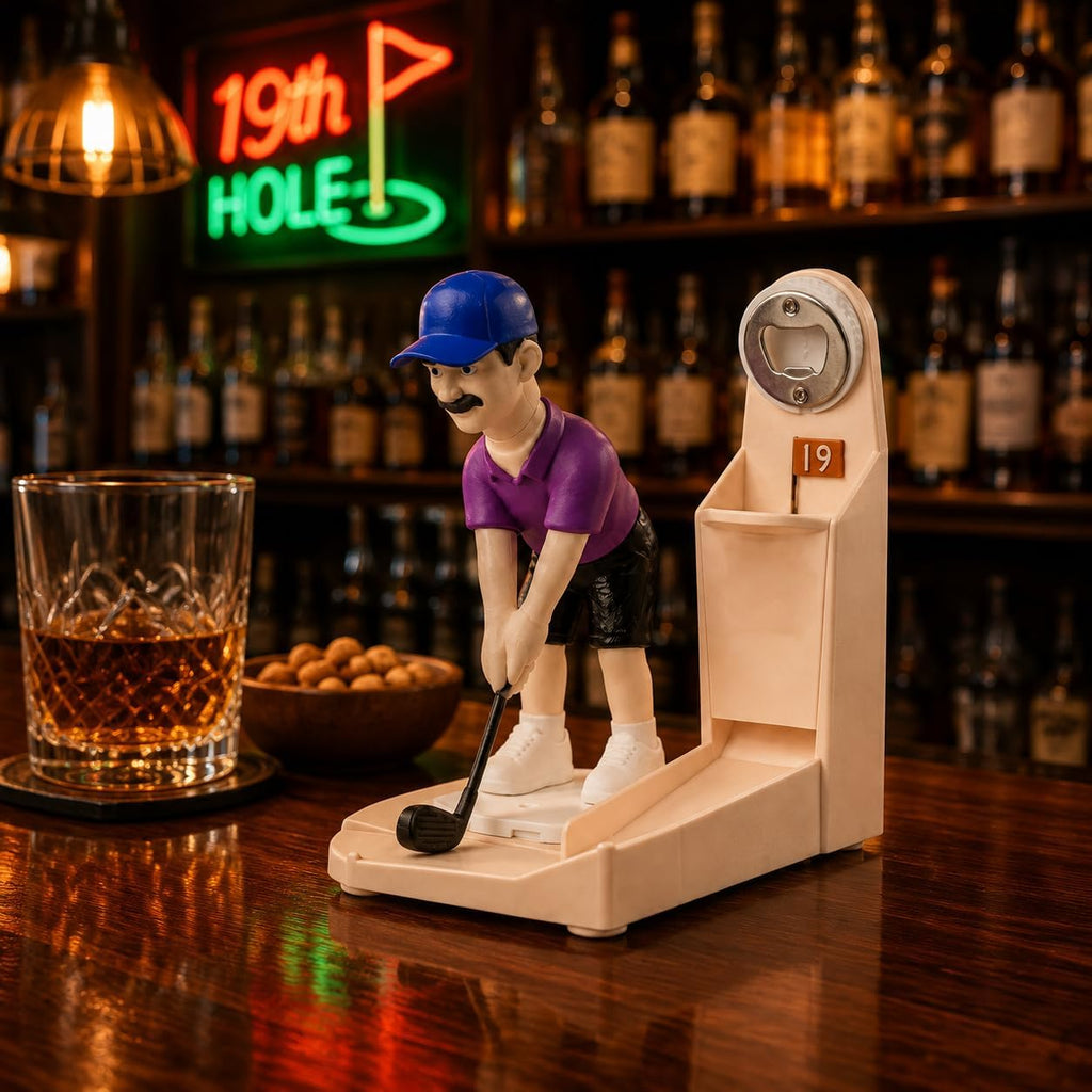 Fun Golf Bottle Opener Game with Cap Launcher for Home Bar