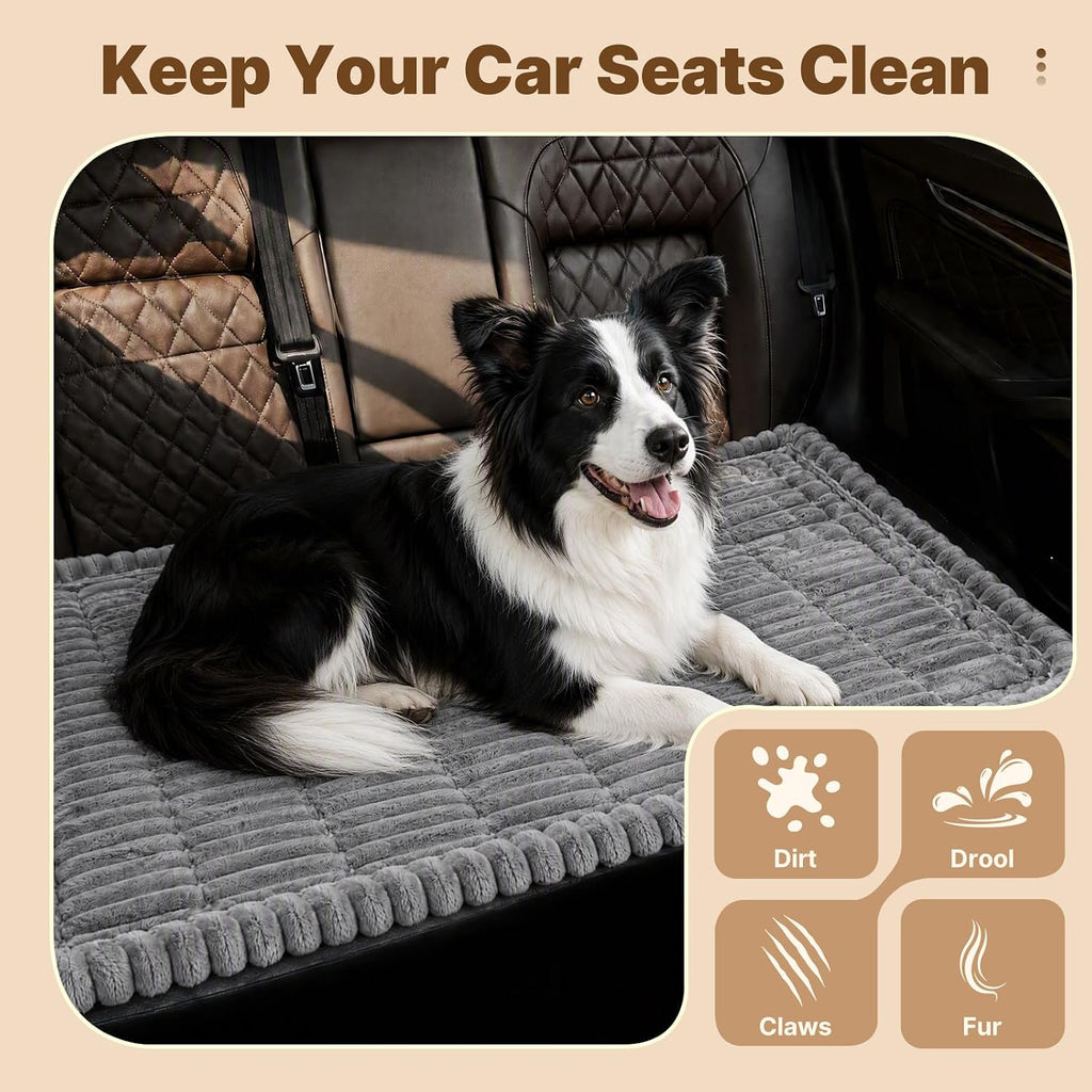 Dog Car Seat Cushion, Extra-Thick Non-Slip Backseat Mat, Gray