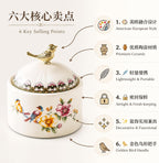 Ceramic Sugar Bowl with Lid, Floral Bird Vintage Kitchen Storage Canister