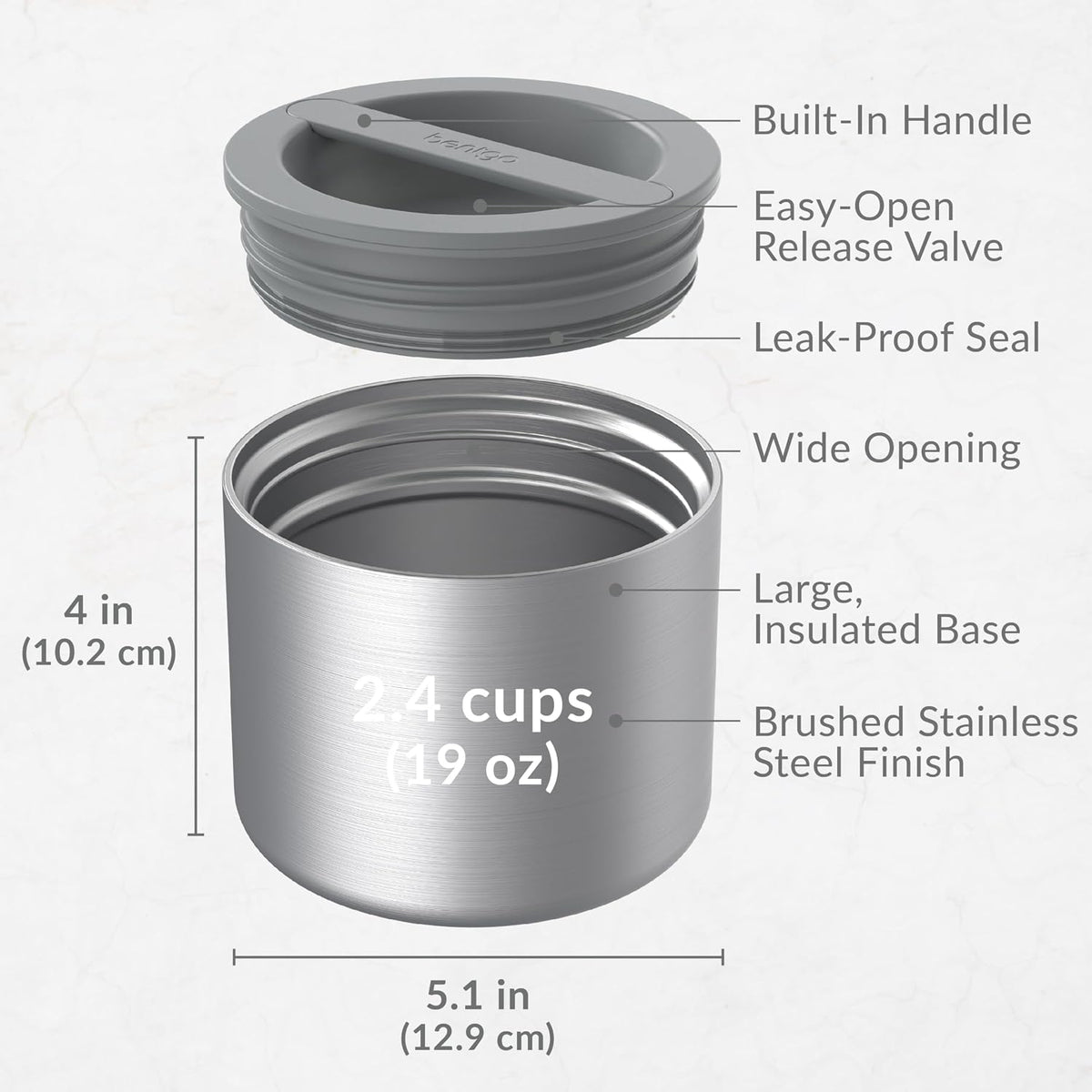 Stainless Steel Food Canister (Steel) and Deluxe Lunch Bag Set (Gray)