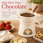Fondue Pot Set, Ceramic Chocolate Melting Cup with 2 Forks, No Candles Mini Hot Pot Bowl can Melting Cheese Butter Chocolate Caramel, Gifts for Birthday Christmas Date Night Weddings Valentines
