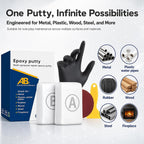 Steel Epoxy Putty Reinforced Repair for Wood Metal Plastic (White) Strong Repair Performance For Fixing Cracks, Holes And Damage On Wood, Metal, Plastic, Tile And Glass Surfaces.