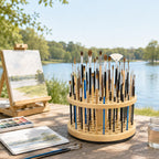 360° Rotating Paint Brush Holder, 72-Hole Hardwood Desk Organizer