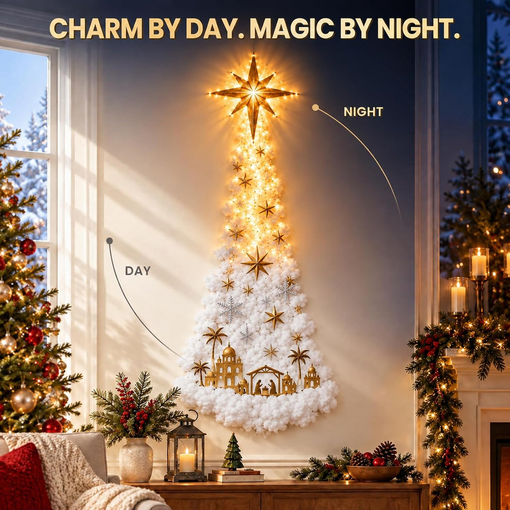 AUOBAG Christmas Wall Decor Lights, LED Christmas Decorations Indoor (Nativity Star)